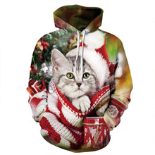 Load image into Gallery viewer, Snuggly Kitty Christmas Hoodie - Christmas Clothing - JBCoolCats