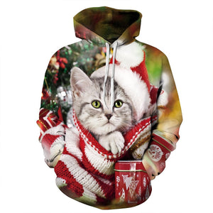 Snuggly Kitty Christmas Hoodie - Christmas Clothing - JBCoolCats