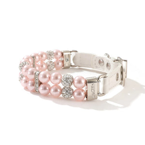 Pet collar with pink pearls and Rhinestones - Rosé Whiskers - JBCoolCats