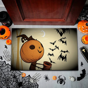 Cartoon Pumpkin Halloween Carpet - Mr. Pumpkin Head & Bats - JBCoolCats