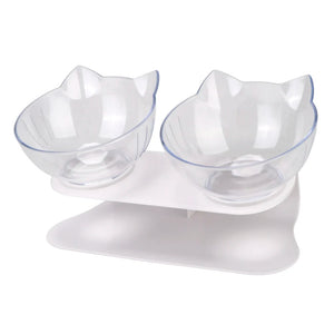 Cute Unique Cat Food Bowls - Clear Double - JBCoolCats