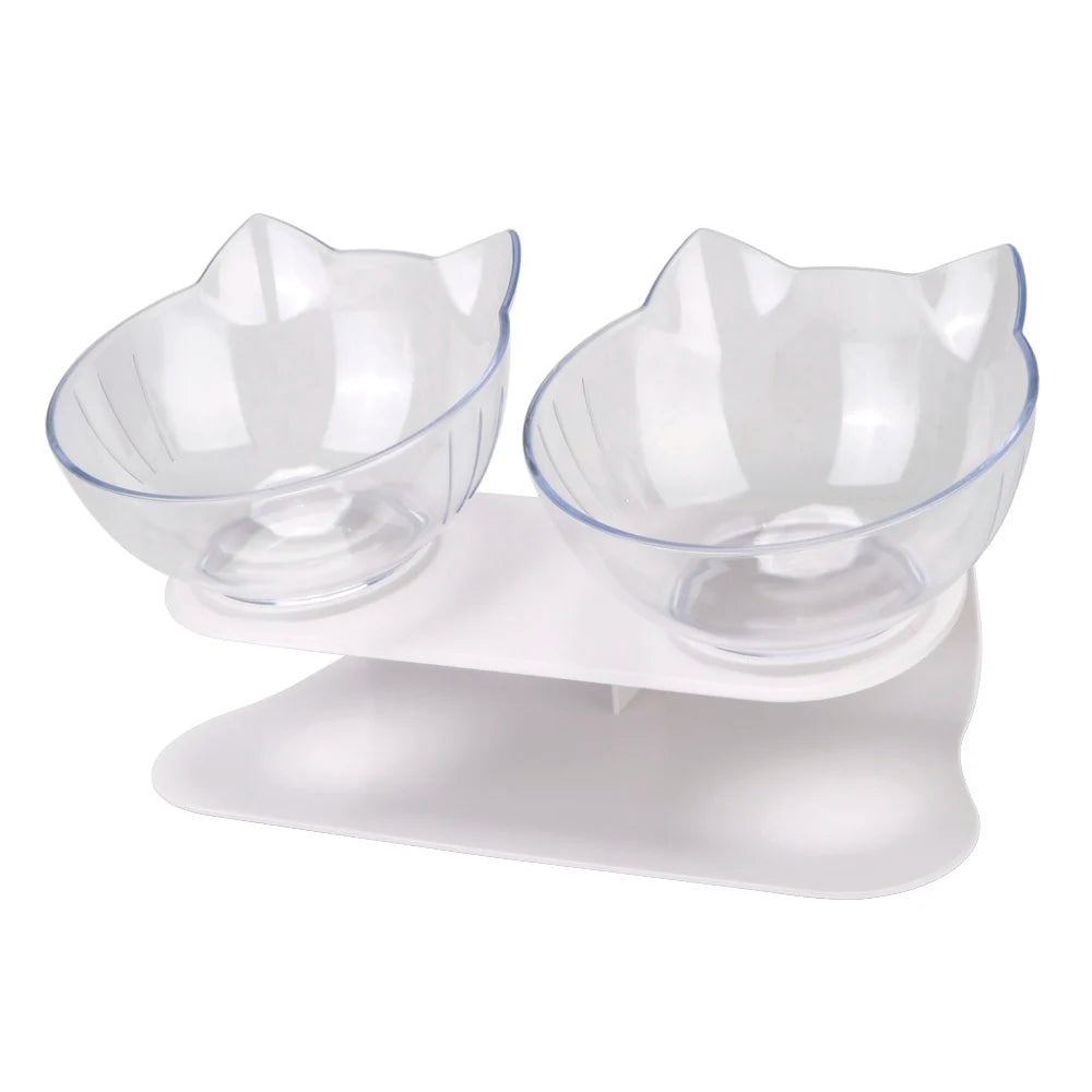 Cute Unique Cat Food Bowls - Clear Double - JBCoolCats