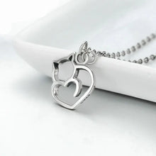 Load image into Gallery viewer, Silver necklace with a heart-shaped pendant Silver Kitty Heart Necklace - Jewelry - JBCoolCats