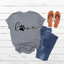 Load image into Gallery viewer, Cute Love Paw Print T Shirt - Alley Cat Ash - JBCoolCats