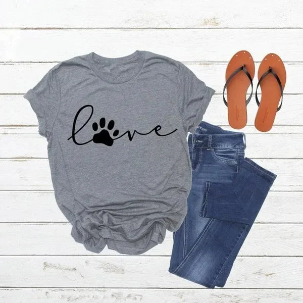 Cute Love Paw Print T Shirt - Alley Cat Ash - JBCoolCats