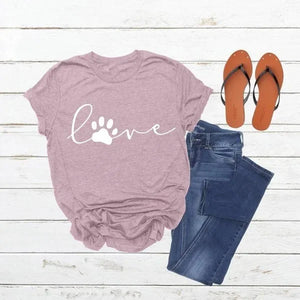 Cute Love Paw Print T Shirt - Blushin’ Meow-ments - JBCoolCats