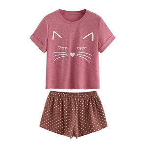 Adorable Kitty Cat Sleepwear - Dark Pink - JBCoolCats