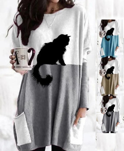 Casual Black Cat Long Sweater -  Clothing - JBCoolCats