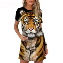 Load image into Gallery viewer, Dress with tiger print design on a black  background - Tiger Print Tunic Dress -  JBCoolCats
