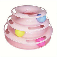 Load image into Gallery viewer, Pink three-tiered toy with colorful balls - Cat Toys - JBCoolCats
