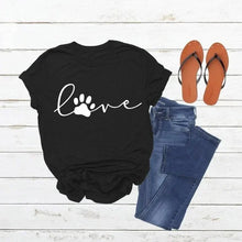 Load image into Gallery viewer, Cute Love Paw Print T Shirt - Midnight Meow - JBCoolCats