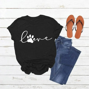 Cute Love Paw Print T Shirt - Midnight Meow - JBCoolCats