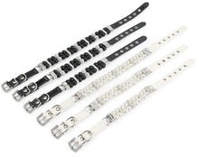 Load image into Gallery viewer, Set of black and white beaded bracelets Pearl and Rhinestone Glam Collar - Features - JBCoolCats