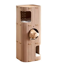 Load image into Gallery viewer, Beige cat tree - Triple 
 Purr fect Felt Forest Tower -  Whisker‑Soft Sandstone  - JBCoolCats