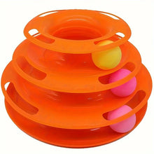 Load image into Gallery viewer, Orange plastic toy with multiple levels and colorful balls - Cat Toys - JBCoolCats