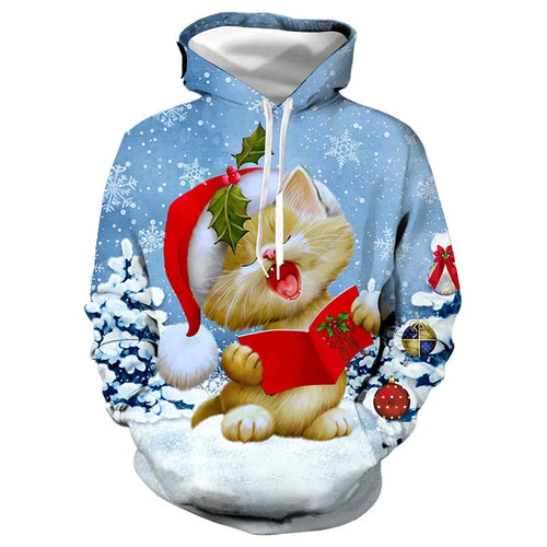 Caroling Kitty Christmas Hoodie - Christmas Clothing - JBCoolCats