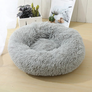 Fluffy gray pet bed  Luxury Fluffy Cat Bed - Light Gray -  JBCoolCats