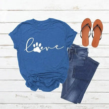 Load image into Gallery viewer, Cute Love Paw Print T Shirt - Paw-sitive Blue - JBCoolCats