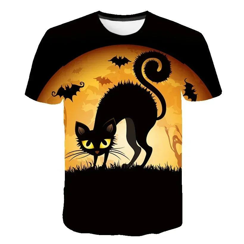 Halloween Cat & Moon T-Shirts - Clothing - JBCoolCats