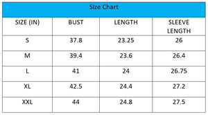 Tiger Print Long Sleeve Shirt - Size Chart - JBCoolCats