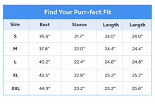 Load image into Gallery viewer, Table showing size chart for clothing with measurements in inches. Your Sweet Kitty Hoodie - Size Chart - JBCoolCats