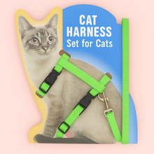 Load image into Gallery viewer, Cat harness set with a green strap and leash Nylon Cat Harness and Leash – Green - JBCoolCats