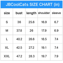Load image into Gallery viewer, Tree? What Tree? Cat T-Shirt – Size Chart - JBCoolCats