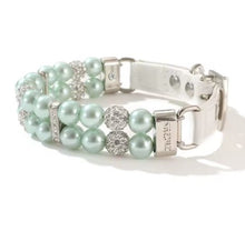 Load image into Gallery viewer, Mint pearl bracelet with silver accents and Rhinestones - Mint Condition Kitty - JBCooolCats