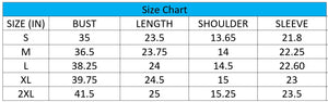 Tiger Print Long Sleeve Shirt - Size Chart - JBCoolCats