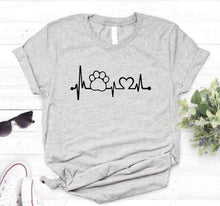 Load image into Gallery viewer, Cat Paw Heartbeat T-Shirt - Gray - JBCoolCats