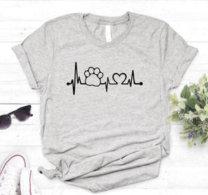 Cat Paw Heartbeat T-Shirt - Gray - JBCoolCats