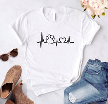 Load image into Gallery viewer, Cat Paw Heartbeat T-Shirt - White - JBCoolCats