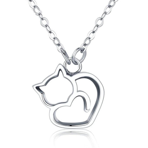Silver Kitty Heart Necklace - Jewelry - JBCoolCats