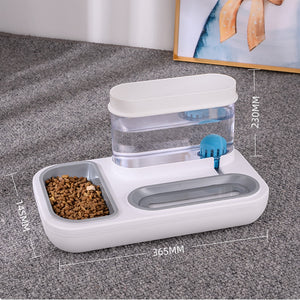 Slender Automatic Drinking Fountain with Food Bowl - Size - JBCoolCats