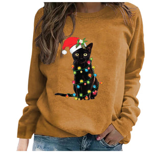 Decorating for Christmas Cat Sweatshirt - Khaki - JBCoolCats