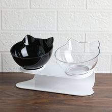 Load image into Gallery viewer, Cute Unique Cat Food Bowls - Clear &amp; Black Double - JBCoolCats