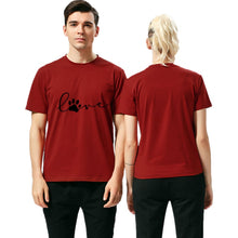 Load image into Gallery viewer, Cute Love Paw Print T Shirt - Burgandy - JBCoolCats