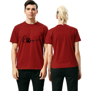 Cute Love Paw Print T Shirt - Burgandy - JBCoolCats