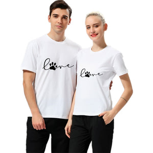 Cute Love Paw Print T Shirt - White - JBCoolCats