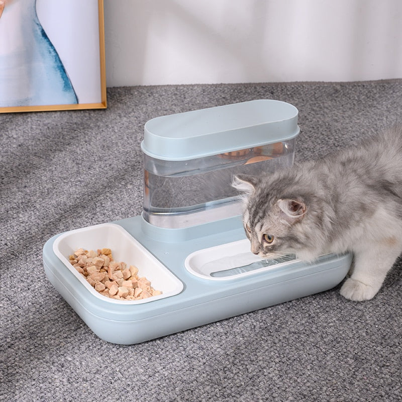 Slender Automatic Drinking Fountain with Food Bowl - Accessory - JBCoolCats
