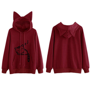 Your Sweet Kitty Hoodie - Burgandy Back & Front - JBCoolCats