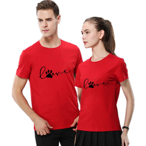 Cute Love Paw Print T Shirt - Red - JBCoolCats