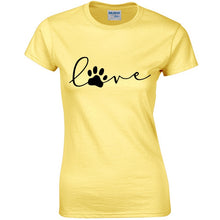 Load image into Gallery viewer, Cute Love Paw Print T Shirt - Yellow - JBCoolCats