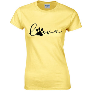 Cute Love Paw Print T Shirt - Yellow - JBCoolCats