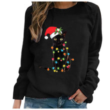 Load image into Gallery viewer, Decorating for Christmas Cat Sweatshirt - Black - JBCoolCats