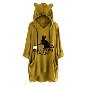 Casual Long Cat Ear Hoodie - Mustard - JBCoolCats