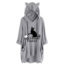 Load image into Gallery viewer, Casual Long Cat Ear Hoodie - Gray - JBCoolCats