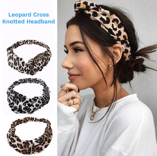 Leopard Cross Knotted Headband - Accessory - JBCoolCats