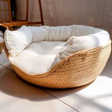 Load image into Gallery viewer, Woven Bamboo Cozy Cat Bed - Inside View- JBCoolCats