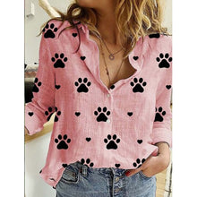 Load image into Gallery viewer, Long Sleeve Vintage Paw Print Shirt - Pink - JBCoolCats